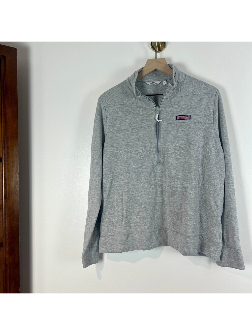 Vineyard Vines Women's Gray Performance Shep Shirt 1/4 Zip Pullover Size L
